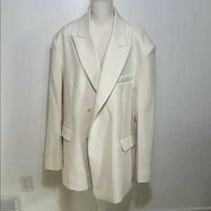 The Frankie Shop Sadie Oversized Elegant Double Breasted Cream Blazer OS